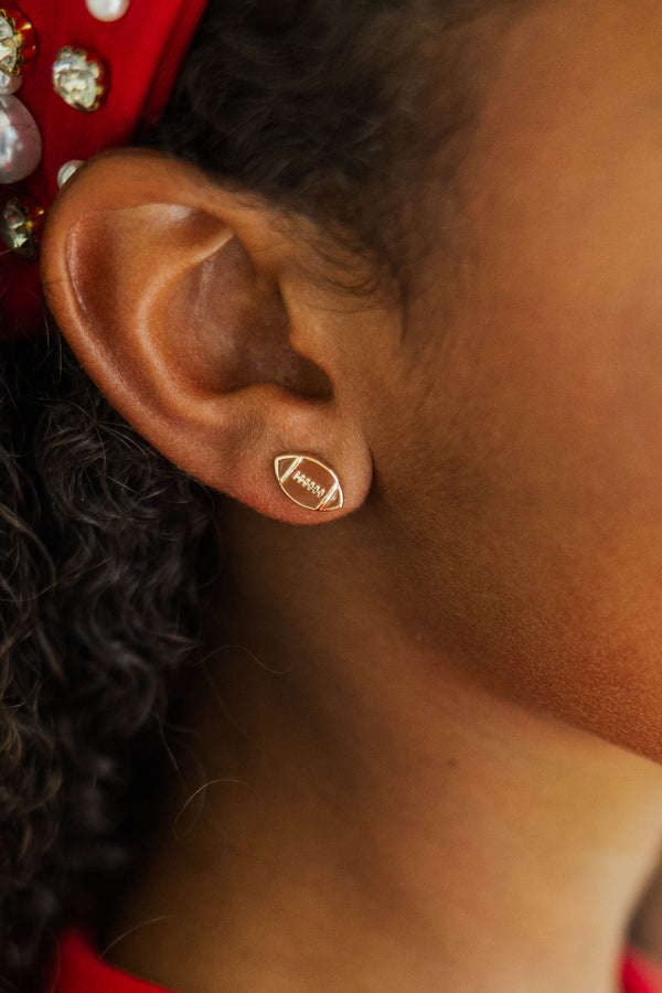 Girls: Ready, Set, Cheer Gold Football Earrings Set