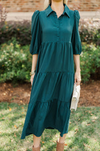Love Found Teal Tiered Midi Dress