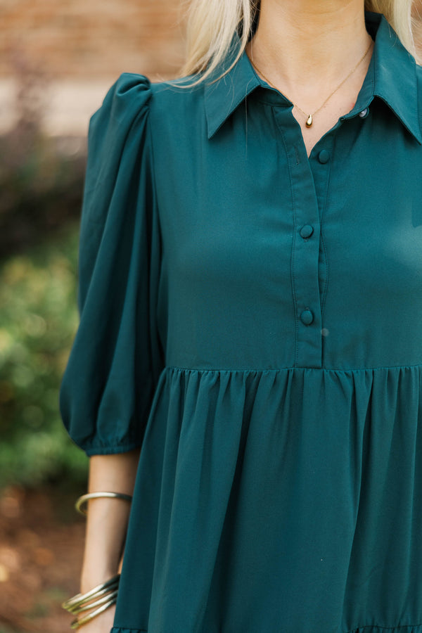 Love Found Teal Tiered Midi Dress