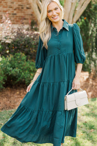Love Found Teal Tiered Midi Dress