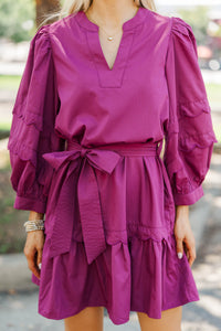 Sweet Breeze Plum Crochet Babydoll Dress