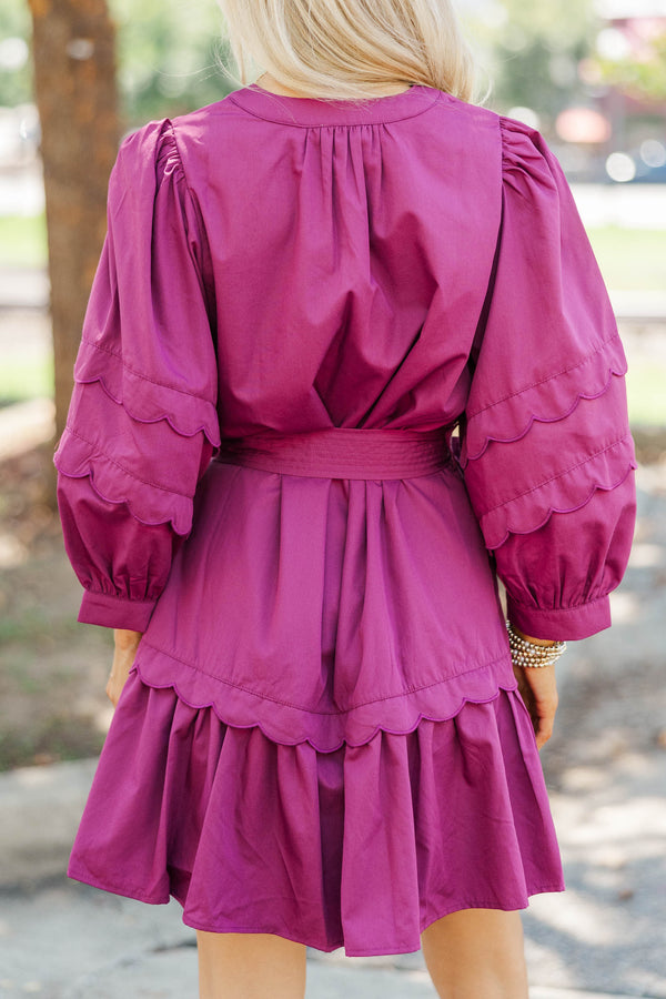 Sweet Breeze Plum Crochet Babydoll Dress