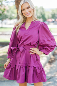 Sweet Breeze Plum Crochet Babydoll Dress