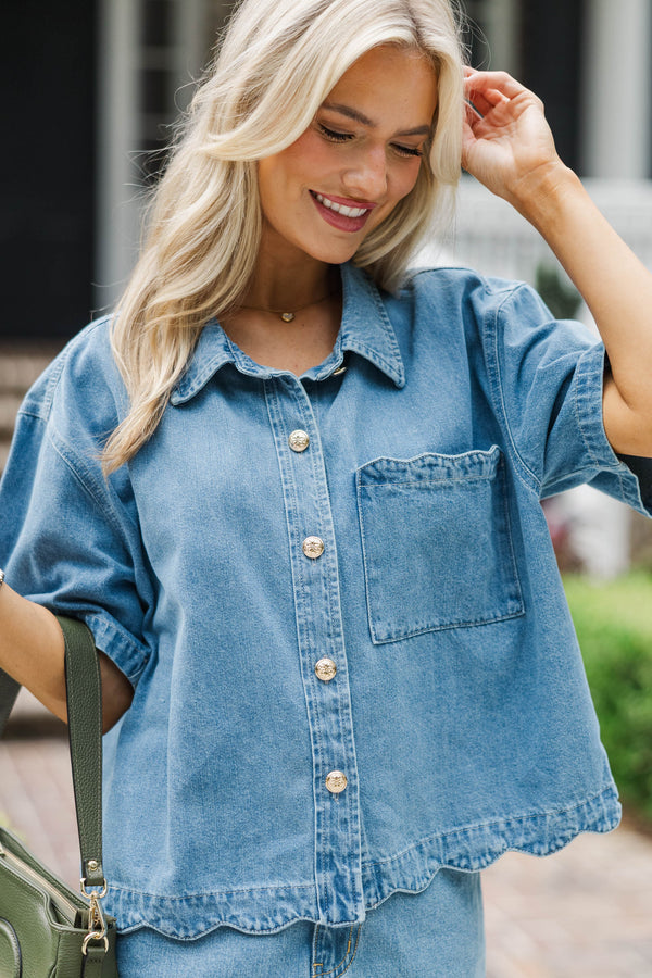 I'll Be Yours Blue Denim Blouse