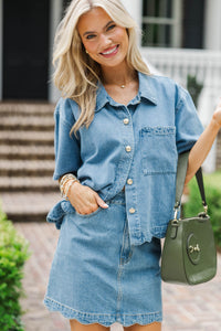 I'll Be Yours Blue Denim Blouse