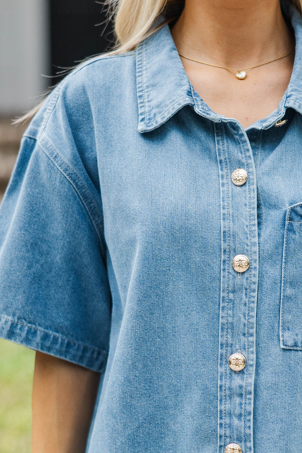 I'll Be Yours Blue Denim Blouse