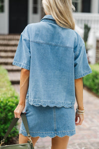 I'll Be Yours Blue Denim Blouse