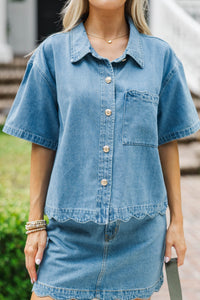 I'll Be Yours Blue Denim Blouse