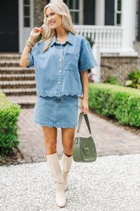 Just a Hint Scalloped Denim Skirt