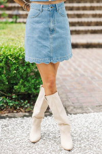 Just a Hint Scalloped Denim Skirt