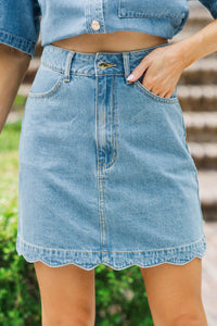 Just a Hint Scalloped Denim Skirt