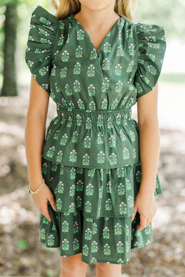 Girls: Find Yourself Emerald Medallion Print  Dress