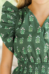Girls: Find Yourself Emerald Medallion Print  Dress