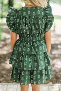 Girls: Find Yourself Emerald Medallion Print  Dress