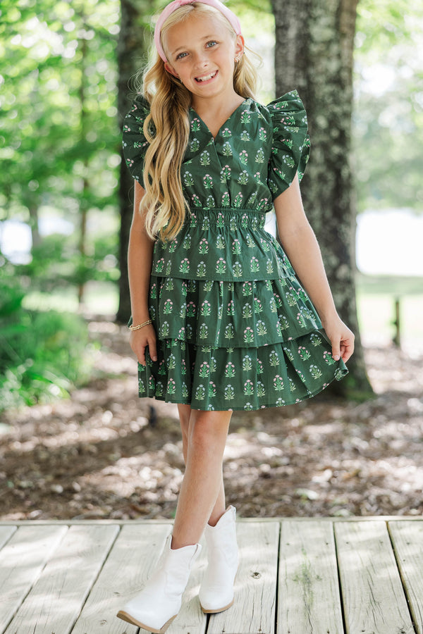 Girls: Find Yourself Emerald Medallion Print  Dress