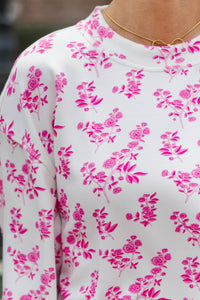 On The Move Fuchsia Floral Pullover