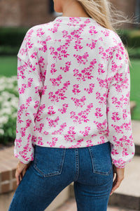 On The Move Fuchsia Floral Pullover