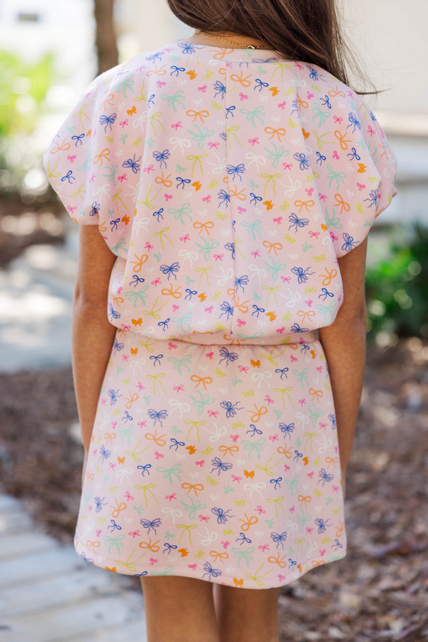 Girls: Simply Yours Pink Bow Print Bubble Tee