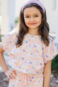 Girls: Simply Yours Pink Bow Print Bubble Tee