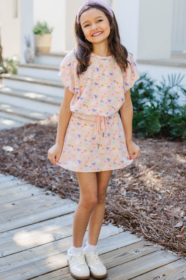 Girls: Simply Yours Pink Bow Print Bubble Tee