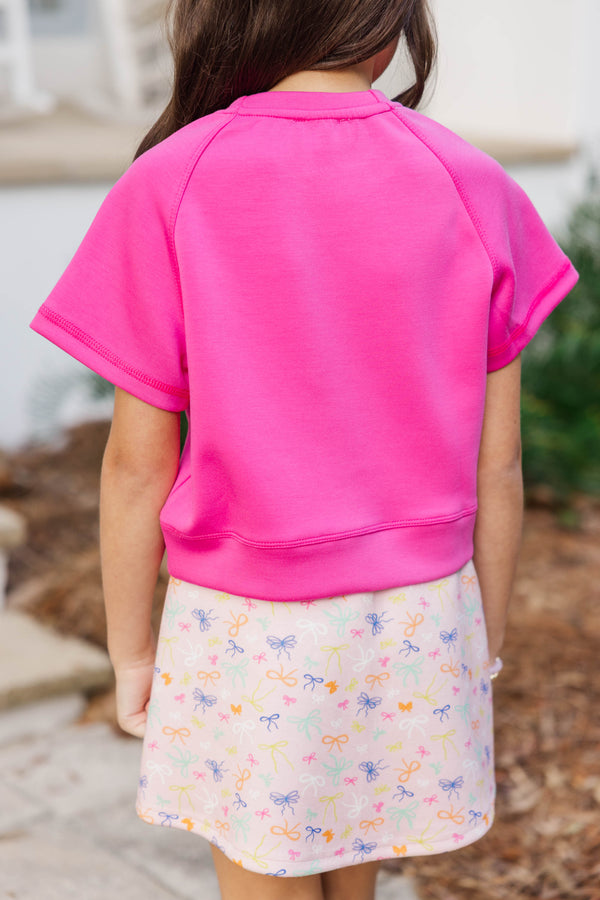 Girls: Casually Cute Pink Bow Print Pocket Tee