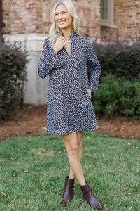 Make It Count Brown Ditsy Floral Corduroy Dress