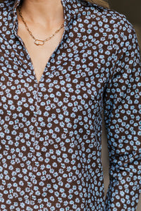 Make It Count Brown Ditsy Floral Corduroy Dress