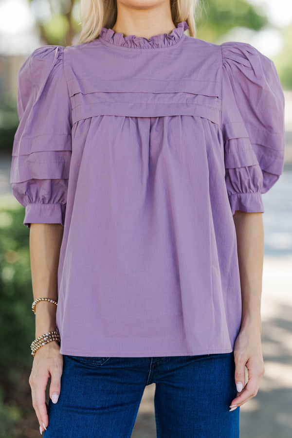 Speak Up Dusty Lavender Babydoll Blouse