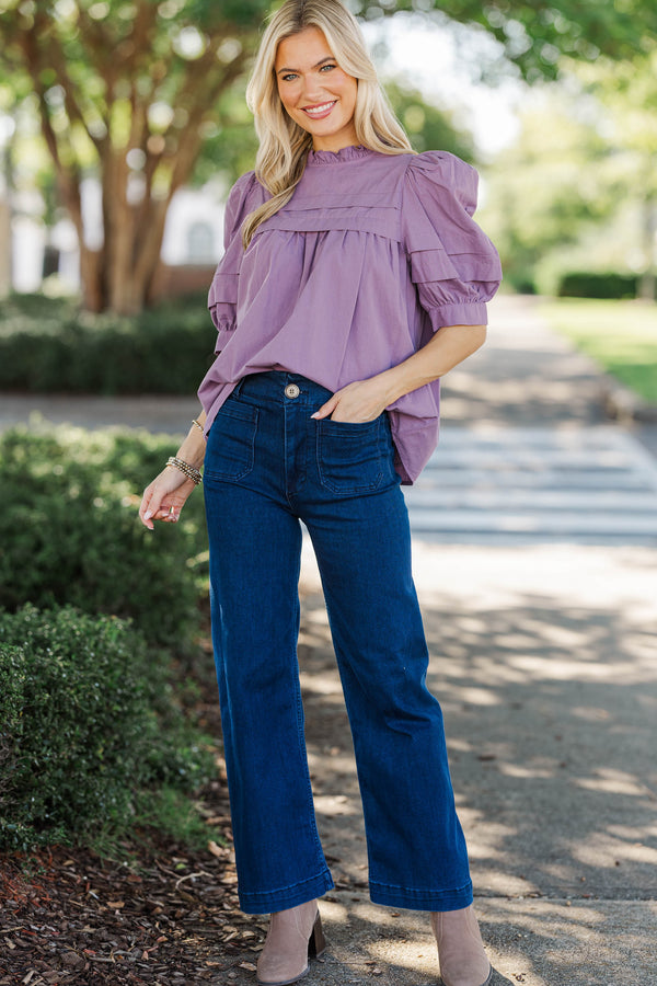 Speak Up Dusty Lavender Babydoll Blouse
