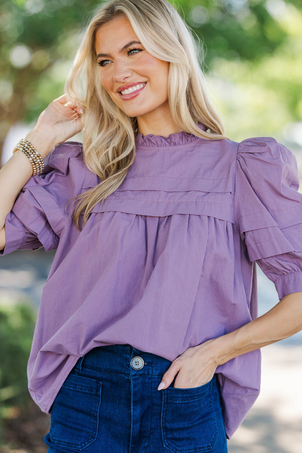 Speak Up Dusty Lavender Babydoll Blouse