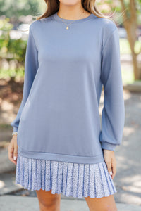 The Move Blue Leopard Sweatshirt Dress