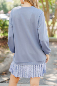 The Move Blue Leopard Sweatshirt Dress