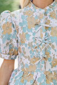 Of Your Dreams Teal Brocade Babydoll Dress