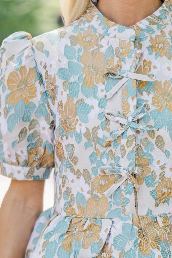 Of Your Dreams Teal Brocade Babydoll Dress