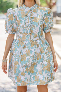 Of Your Dreams Teal Brocade Babydoll Dress