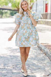 Of Your Dreams Teal Brocade Babydoll Dress