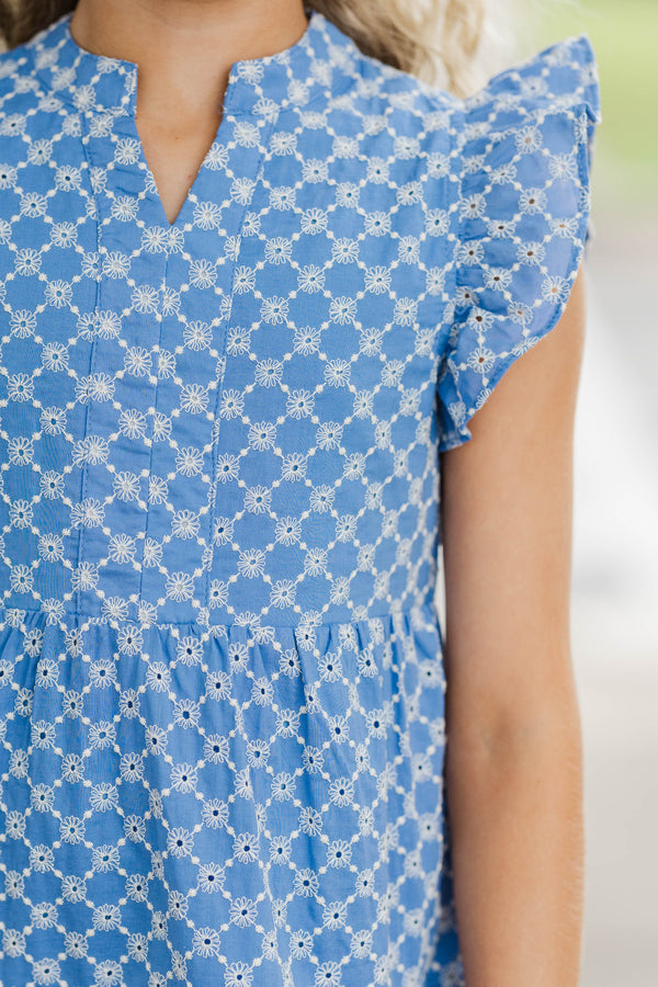 Girls: Make It Your Own Blue Eyelet Midi Dress