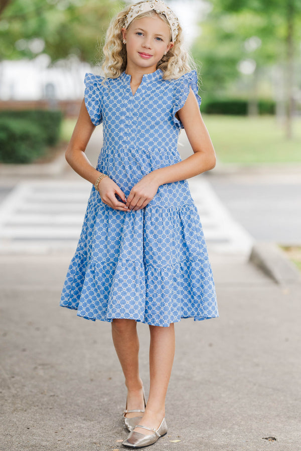 Girls: Make It Your Own Blue Eyelet Midi Dress