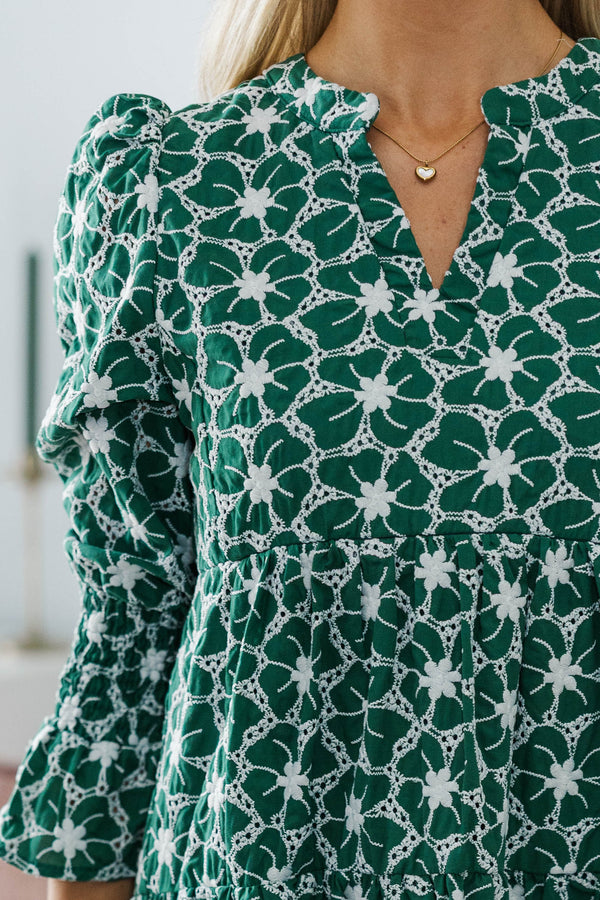 NURSING COLLECTION: In Your Happy Place Green Eyelet Dress