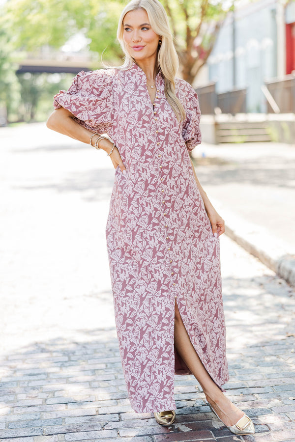 Listen To Me Mauve Floral Midi Dress