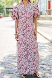 Listen To Me Mauve Floral Midi Dress
