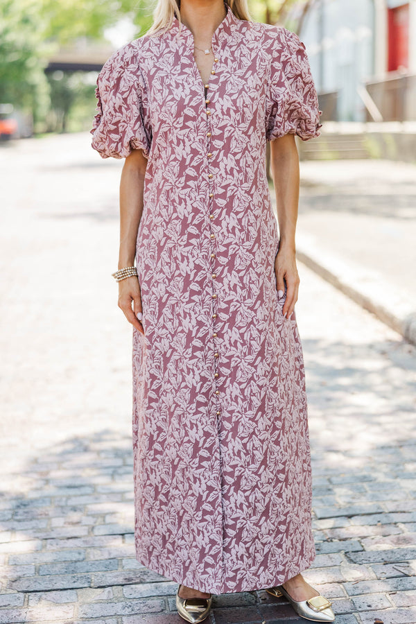 Listen To Me Mauve Floral Midi Dress