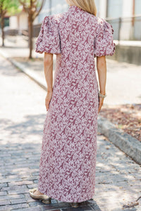 Listen To Me Mauve Floral Midi Dress