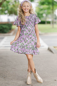 Girls: Find Your Way Lavender Floral Dress