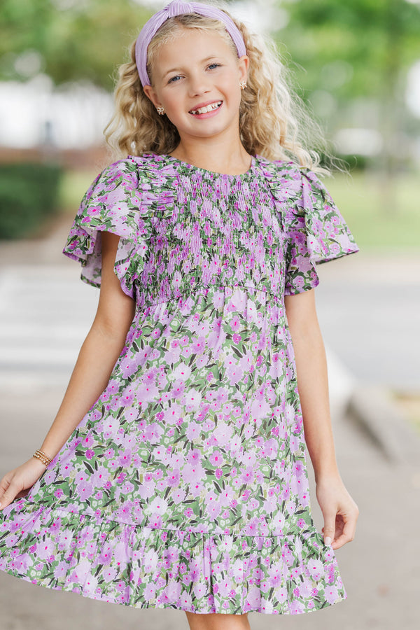 Girls: Find Your Way Lavender Floral Dress