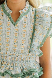 Girls: The Brinley Green Ditsy Floral Dress