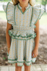 Girls: The Brinley Green Ditsy Floral Dress