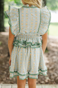 Girls: The Brinley Green Ditsy Floral Dress