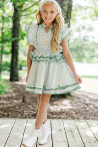 Girls: The Brinley Green Ditsy Floral Dress
