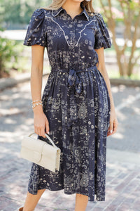 Smiles For Days Navy Midi Dress